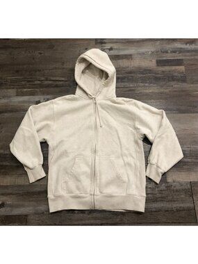 TNA Cozy Womens Small Light Gray Boyfriend Full Zip Hoodie Sweatshirt Full Zip